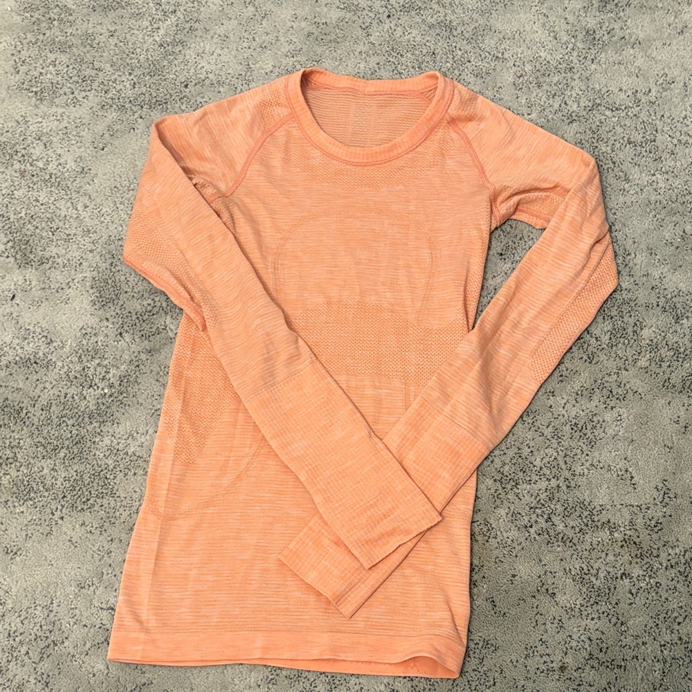 lululemon athletica Long Sleeve Performance Top in Coral Peach